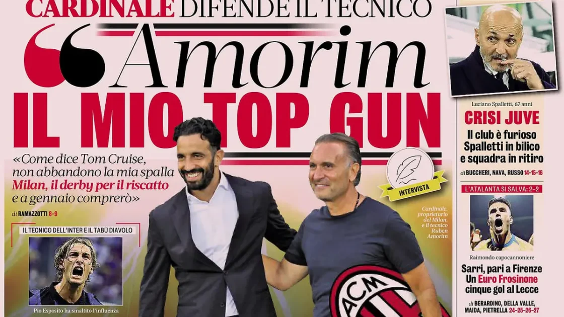 Portadas de Italia: Cardinale apoya a Amorim y Juventus culpa a los jugadores